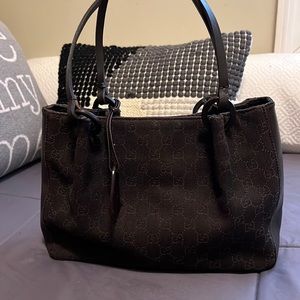 Gucci Vintage canvas and leather handbag